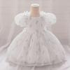 Платье принцессы для девочек-цветочниц с рукавами-фонариками и юбкой из цветочного сетчатого тюля для свадеб и дней рождения