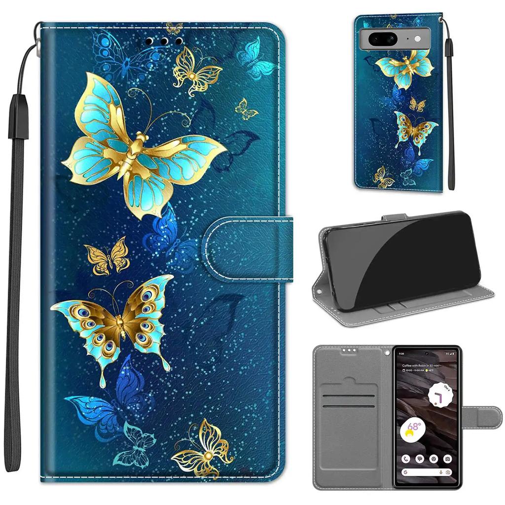Милый кошелек-чехол с бабочкой для Google Pixel 8 Pro 7 Pro 7A 6 Pro 6A Pixel8 Pixel7 Магнитная книжка Кожаный слот для карт Чехол для телефона