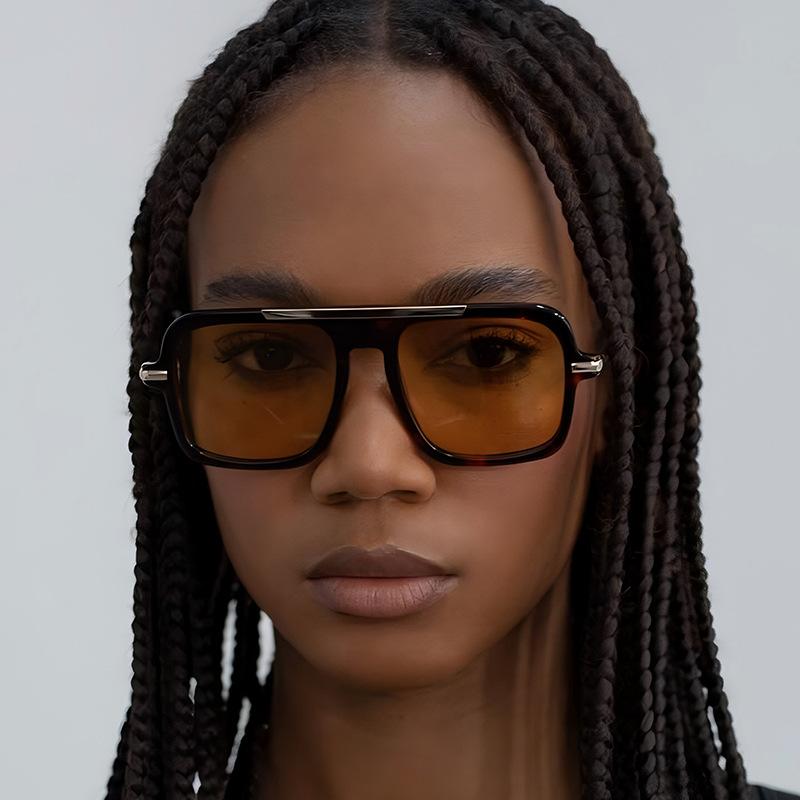 Новые ретро квадратные солнцезащитные очки с двойной переносицей UV400 Модные дизайнерские солнцезащитные очки для мужчин и женщин Градиентные солнцезащитные очки