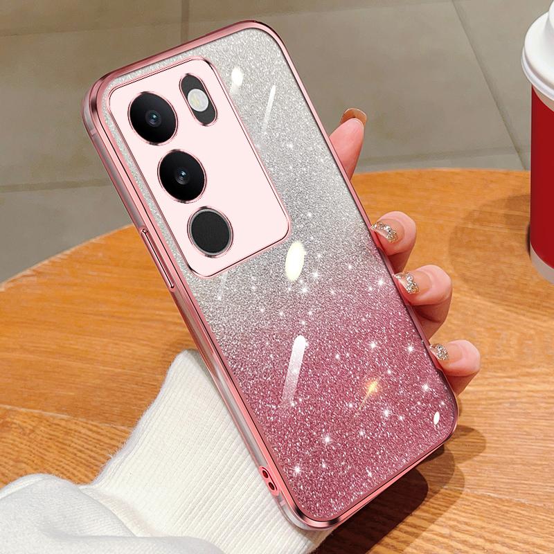 KEYSION Роскошный блестящий чехол с покрытием для VIVO V29 5G, прозрачный мягкий ТПУ, противоударная задняя крышка для VIVO V29 5G