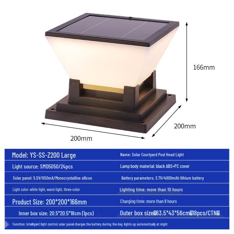 Солнечный уличный садовый столбик - Идеально подходит для двора, виллы, семейных посиделок и кемпинга