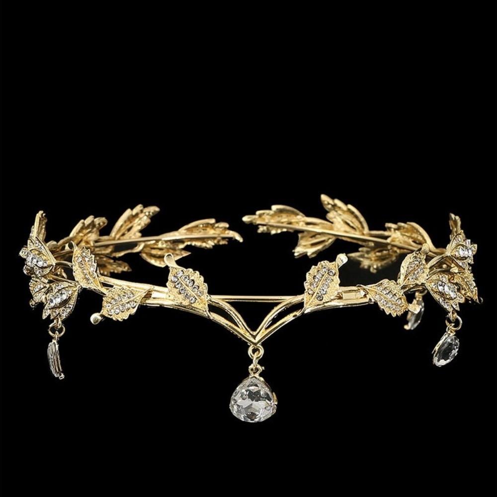 Leaves Shape Forehead Chain Rhinestone Bride Tiara Luxury Eyebrows Drop Headband  Cosplay