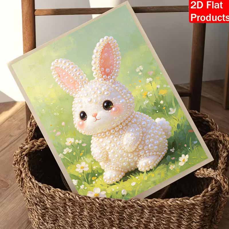 Pearl painting kit painting art handmade diy cute rabbit floral theme home decoration painting