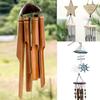 1pc Bamboo Wind Chime Light Color Five Tube Natural Coconut Shell Wood Garden & Home Hanging Door Decoration Handmade Craft Gift