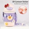 4Pcs/Pack Hard Resin Soft Rubber 3D Cartoon Sticker  For Water Bottle/Phone Case/Refrigerator
