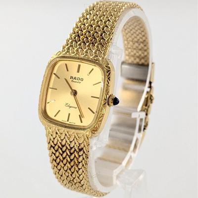 Б/у женские часы RADO Elegance 133.9003.2 QZ/SS с золотым циферблатом [QG-219]