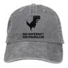 Adjustable Solid Color Baseball Cap NO INTERNET Washed Cotton Trex Cactus Offline Funny Games Sports Woman Hat