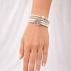 Women' Leather Bracelet Tree of Happiness White with Rhinestones as a Gift