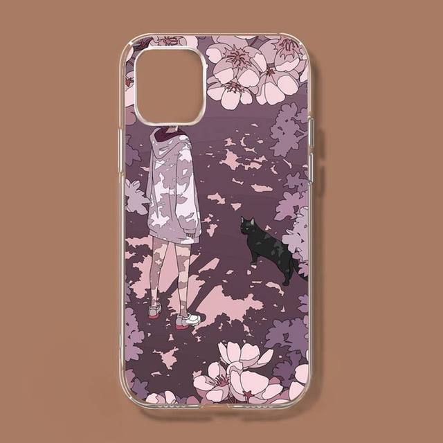 Чехол для телефона с милыми японскими кошками в стиле ретро для Iphone 11 12 13 Mini Pro Xs Max 8 7 6 6s Plus X 5S Se 2020 Xr