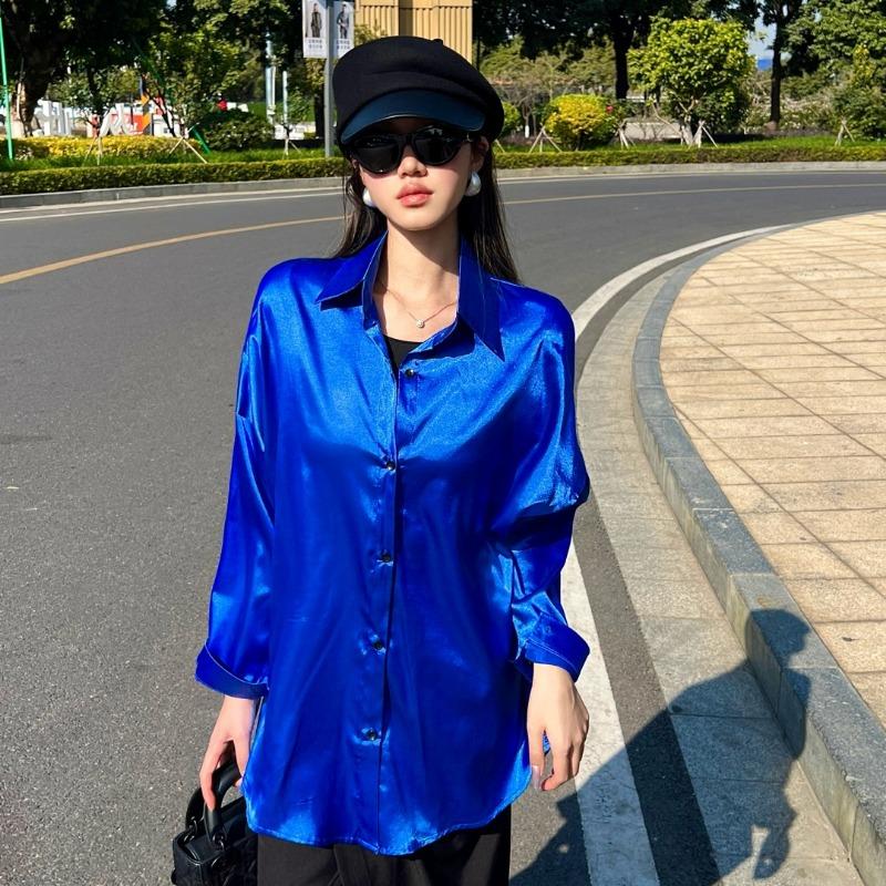 Новые модные повседневные рубашки с длинным рукавом для женщин, однотонные однобортные женские офисные топы больших размеров, блузки для женщин, простая свободная рубашка с солнцезащитным кремом 26226