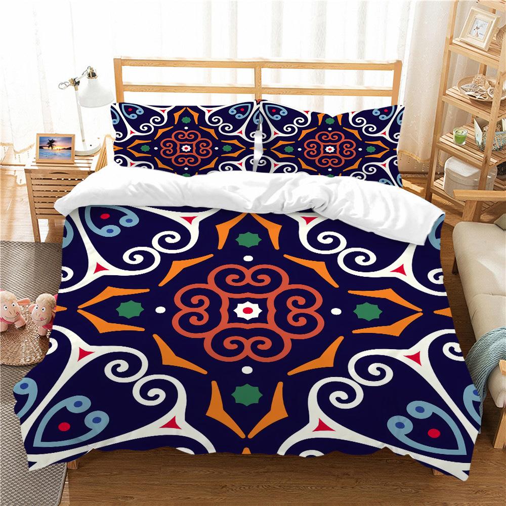 Bohemian Lotus King Queen Duvet Cover Boho Mandala Bedding Set For Kids Teens Adults Exotic Flowers 2/3pcs Polyester Quilt Cover