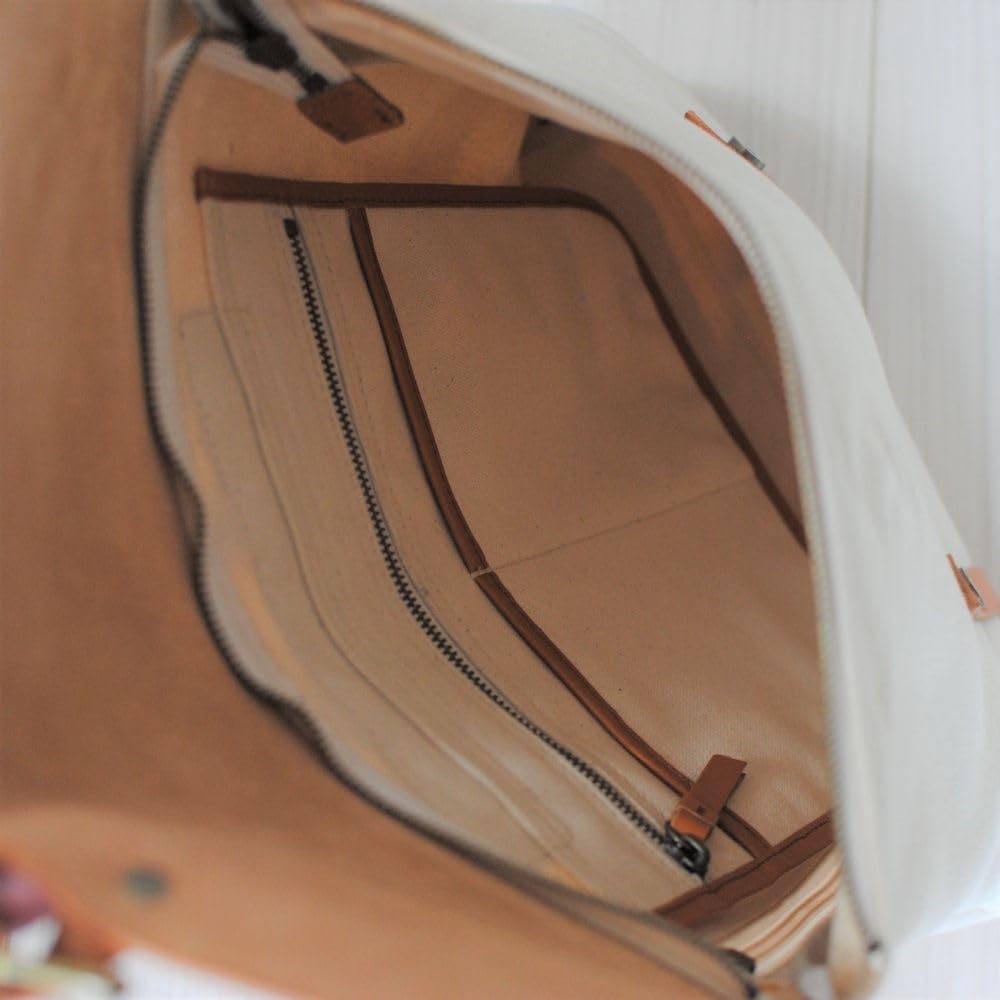 Стул Marutomi Shokai Канвас и кожаный клапан Кожа верблюжьего цвета и Ш32 x В36 x Рюкзак, Канвас цвета экрю, Размер прибл.. D7см, 7M0-1106