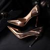 European and American Style High Heels Simple Fine Heel Metal Heel 10.5cm High Heel Shallow Mouth Pointed Side Hollow Sexy Single Shoe