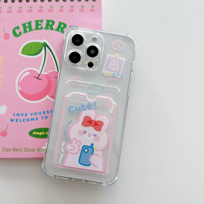 Чехол для iPhone Zhitai: Защитный чехол для iPhone 14 Pro Max, 15 Pro и 13 с мультяшным дизайном и держателем для карт.