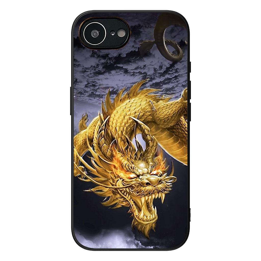 Чехол для Apple iPhone 16 15 14 Plus 13 12 Mini 17 Pro Max + ProMax 16E Air Чехол для телефона Золотой Черный Дракон Обои
