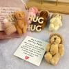 Pocket Hug Plush Bear Toy with Encouragement Card Mesh Bag Mini Positive Stuffed Bear Doll with Knitted Hat Inspirational Gift