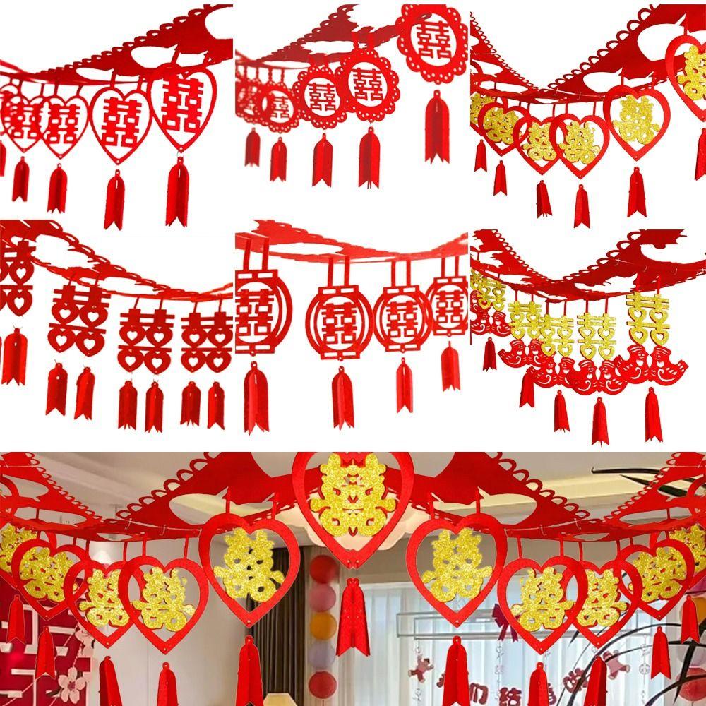 DIY Chinese Marriages Hanging Banner Chinese Style Wedding Room Sticker New Year Party Decorations