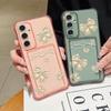 Узор бантом прозрачный слот для карт противоударный чехол для Samsung S25 S24 FE S23 Ultra S22 A56 A36 A55 A16 A06 A05 A15 A26 мягкий силиконовый тонкий чехол для телефона