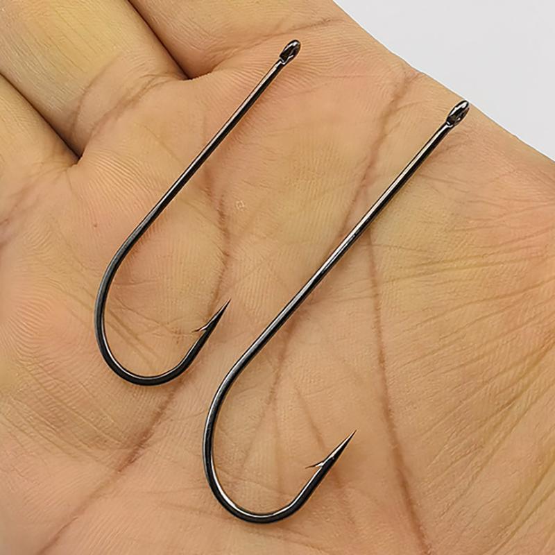 Наборы по 10 шт. Крючки для ловли рыбы с длинным цевьем, с ушками и трубкой для оснастки – Тяжелый бородка для глубоководной/морской рыбалки