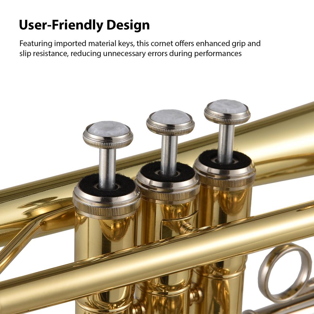 Bb Cornet духовой инструмент поверхность краска золото обработка профессиональный латунный корнет с переноской