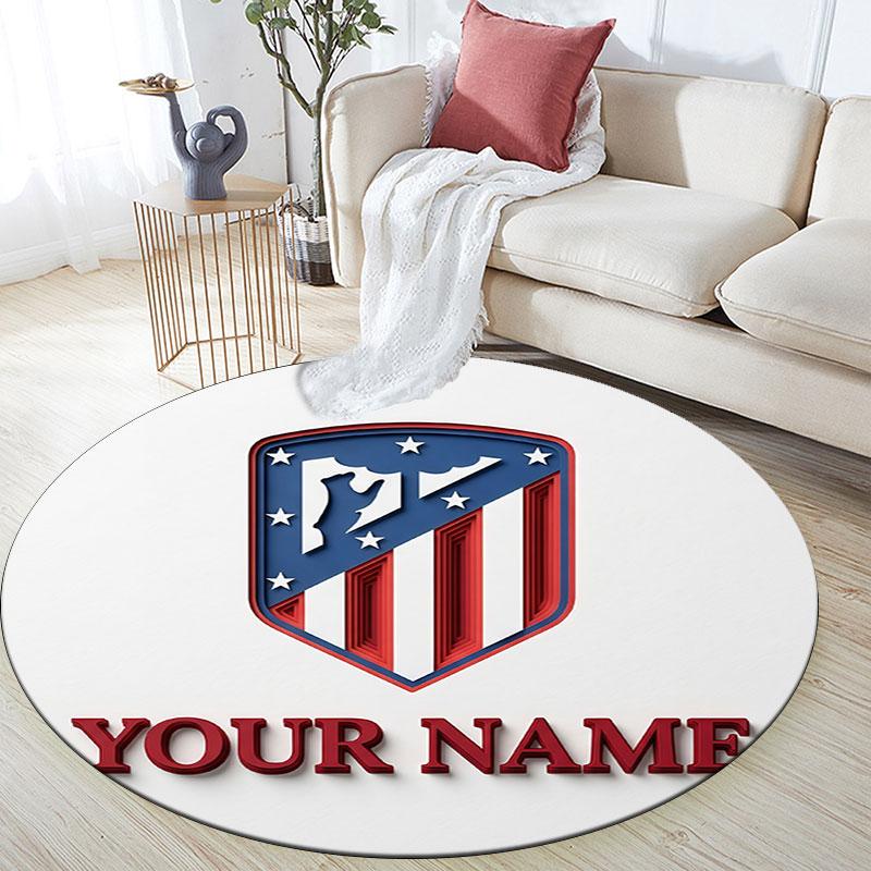Custom Name,Atletico Grit round rug,Rugfor Living Room Bedroom Playroom ,Non-slip Floor Mat,Holiday and Birthday Gifts.chl