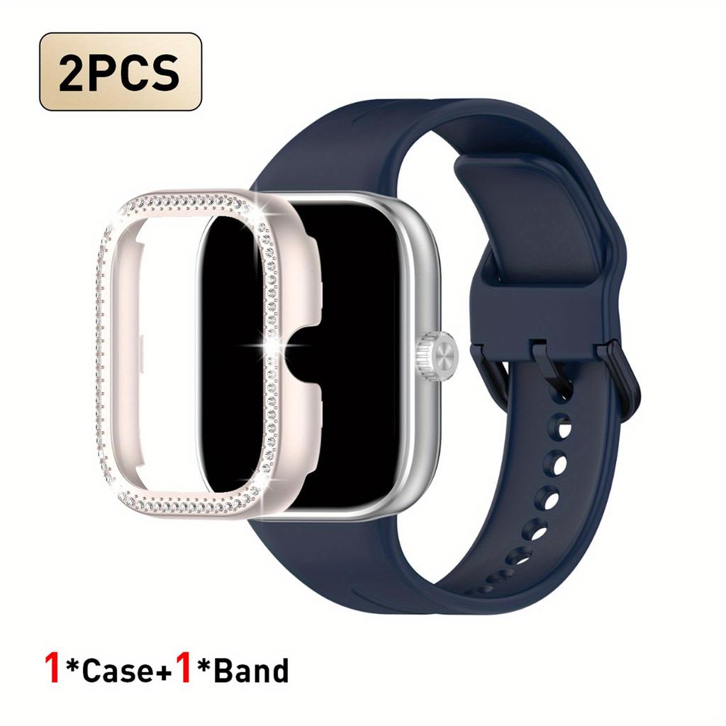 Набор из 2 шт. Для Redmi Watch 5/6 Спортивный ремешок Кристальный полый защитный чехол Классический деловой дышащий однотонный ремешок