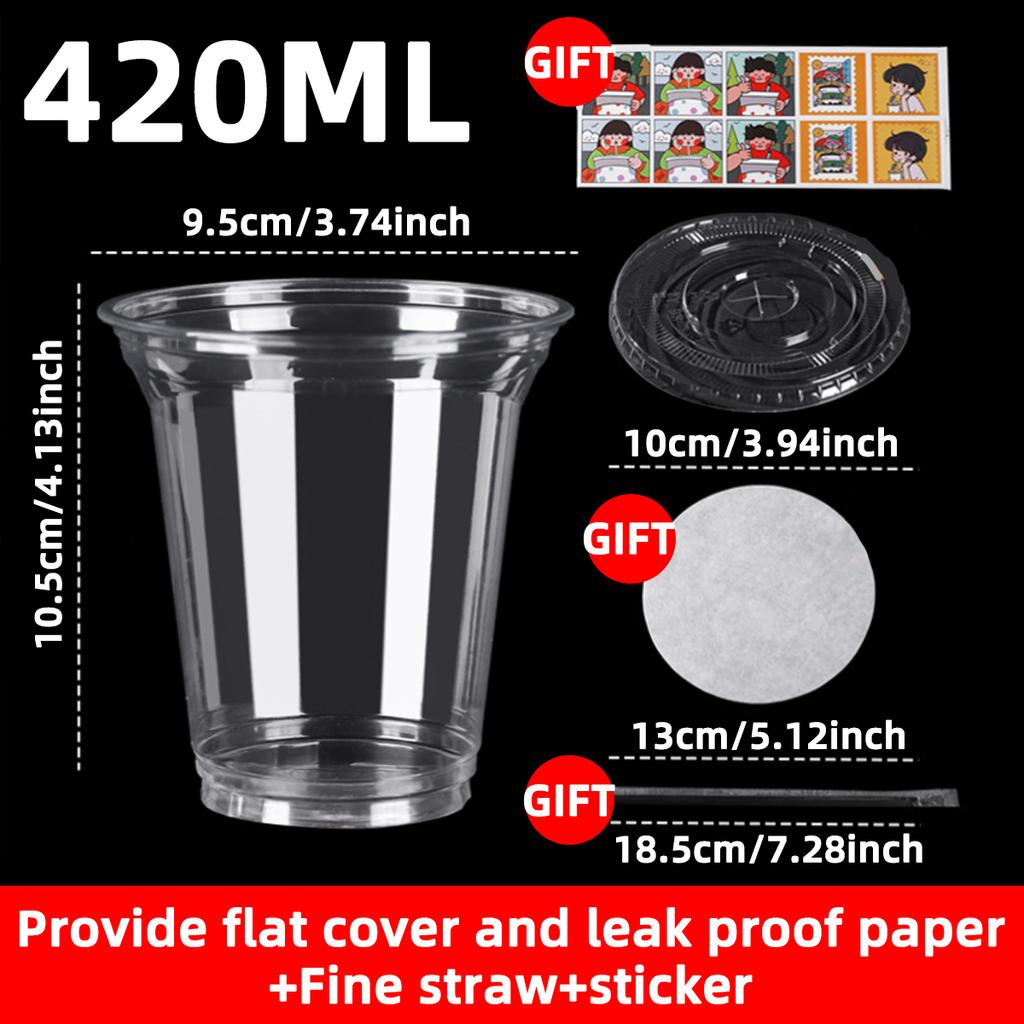 10 шт. 16 унций прозрачный пластиковый стакан с крышкой и соломинкой, одноразовый стакан для холодных напитков, стакан для фраппе/стакан для молочного чая/стакан для смузи