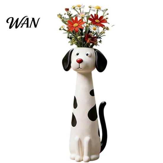 Small Vase Quirky Dog Handcrafted Whimsical Animal Flower Resin Decorative Floral Plants for Desk Shelf Boho Home Decor Gift Lovers Table Centerpiece