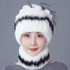 Новая шапка из меха кролика Рекс, женская осенне-зимняя теплая шапка, модный утолщенный защитный шарф для ушей, цветочный костюм прилив