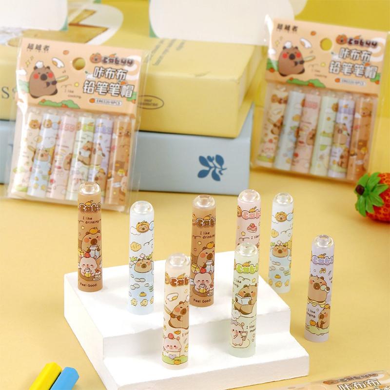 6 шт. мультяшный кавайный капибара карандаш колпачок защитный карандаш наконечник чехлы удлинитель карандаша креативный защитный чехол для карандаша