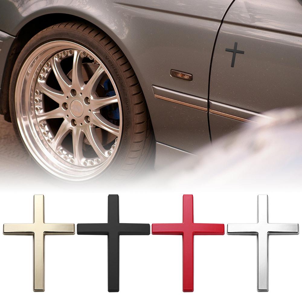 2Pcs 3D Stereo Cross Badge Stickers Metal Material Auto Decorative Sticker Motorcycle Styling
