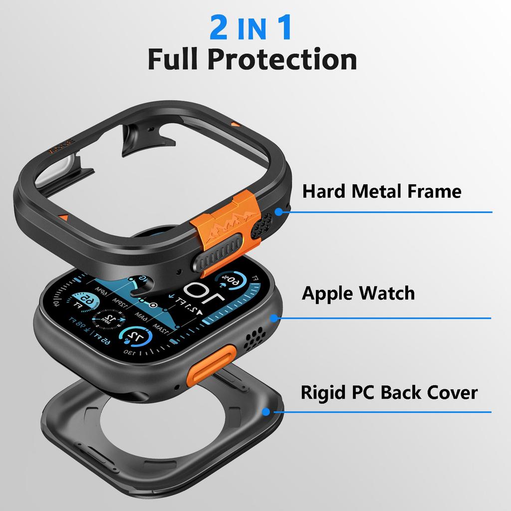 Metal Case for Apple Watch Series 10 46mm Protector Case Aluminum Cover Bumper Frame for IWatch Ultra 49mm