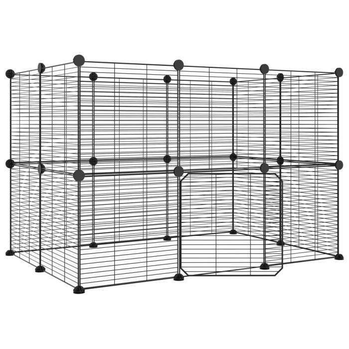 3114043 vidaXL Pet Cage with 20 Panels and Door Black 35x35 Cm
