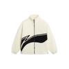 LiNing Sports Lifestyle Series Color Block Logo Fleece Casual Lamb Wool Stand Collar Cotton Jacket Unisex Jackets Paper-White AJMS107-2