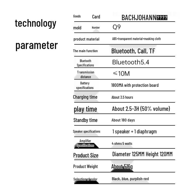 Bach Johann Q9 Portable Bluetooth Speaker
