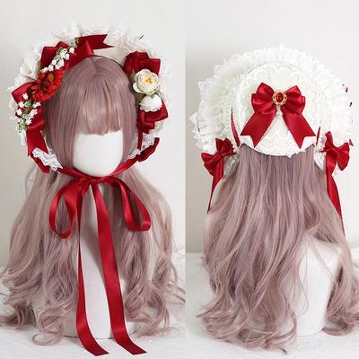 Винтажная Викторианская Кружевная Цветочная Соломенная Шляпа Lolita Девочка Чепчик Оборчатая Кепка На Шнуровке Регулируемая