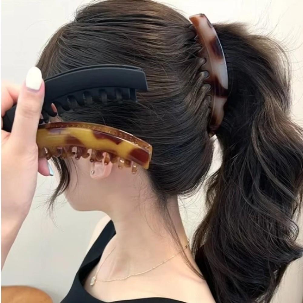Large Size Tortoiseshell Pattern Ponytail Barrettes Plastic Banana Hair Clip  Daily