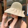 New Big Brim Sunshade Basin Hat Summer Breathable Sunscreen Bucket Hat Travel UV Protection Bow Sun Hat