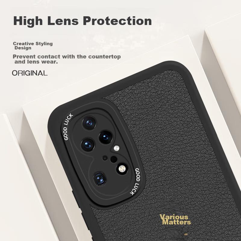 Phone Case for Huawei P50 Pro, Full Protection Ultra-Thin Leather Texture Shockproof Soft Case, New Year Creative National Trend, Elegant Black