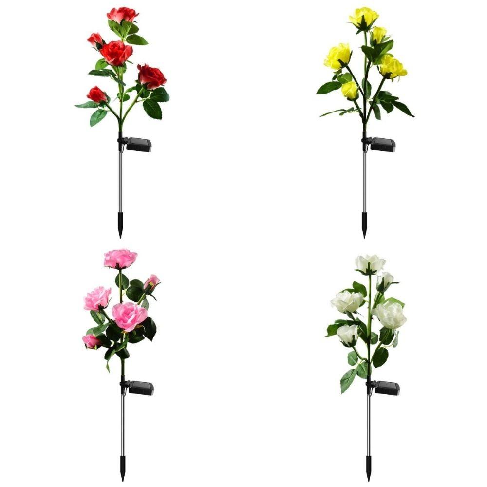 Уличный солнечный садовый светильник на солнечной батарее, реалистичный фонарь в виде солнечных роз, освещение газона