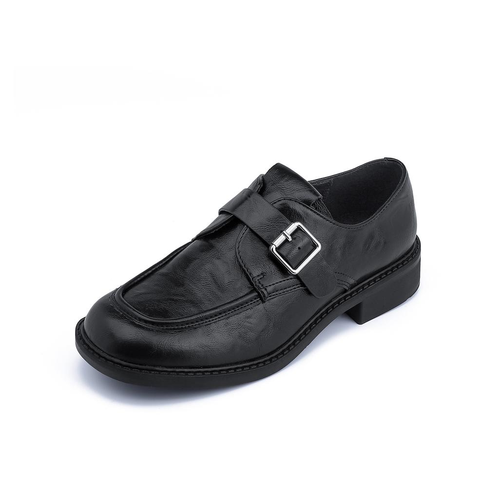 Grape Mother Platform Small Leather Shoes Women Small Height Increase Loafers British Style Retro Uniform Single Shoes Women's High Sense