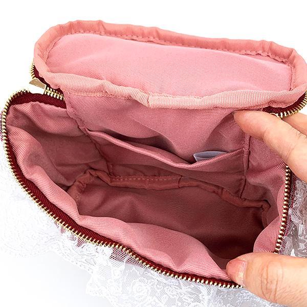 Ado Mizumori Lace and Velour 2-way Vanity Bag Wine Red