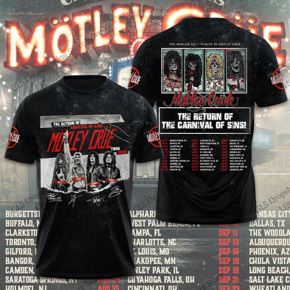 Винтажная футболка с 3D-принтом альбома Motley Crue Мужская Женская Модная Уличная Большого размера Спортивная Хип-Хоп С коротким рукавом Топы Футболки Детские