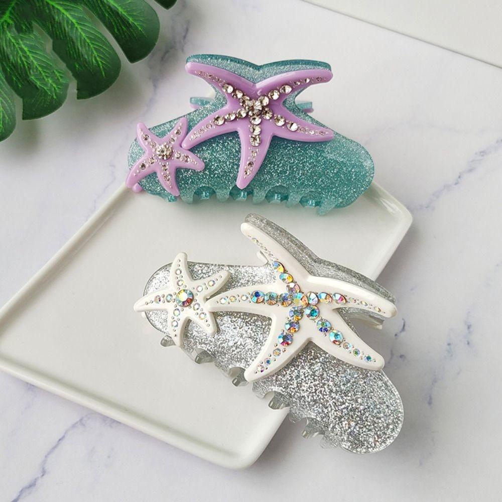 Acetic Acid Starfish Hair Grab Clip Korean Style Large Shark Clip Sweet Acetate Hair Claw  Daily