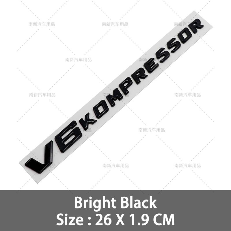 3D ABS V6 V8 V12 KOMPRESSOR Badge Car Fender Emblem Sticker Rear Trunk Decal Logo For Benz E/S Class Amg Gls G500 G600 C63 JO7