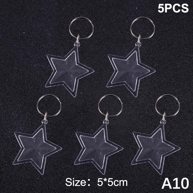 5Pcs Blank Photo Frame Keychain Clear Acrylic Keyring Insert Photo Split Key Pendant Diy Key Holder Couple Anniversary Gifts