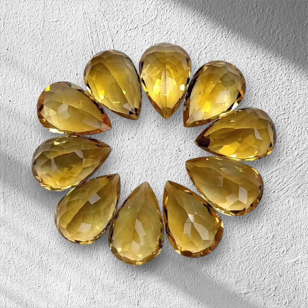 Натуральный цитрин A+, красивый ограненный цитрин, лот грушевидной формы, размер лота 7-10 мм, лот драгоценных камней, камень лучшего качества для изготовления ювелирных изделий.