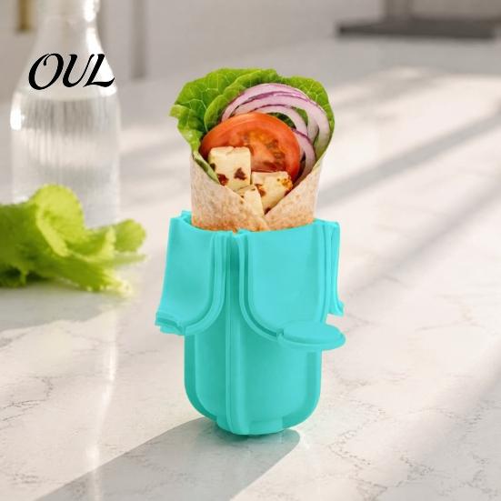 Eco Friendly Food Bag Silicone Burrito Holder, Foldable Wraps Storage Box for Sandwich Hot Dog, Holder Collapsible Sushi Roll Container Picnic Travel,