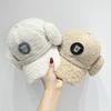 Imitation Lamb Wool Baseball Cap Girls Winter Thickened Warm Ear Protection Hat Versatile Letter Soft Plush Caps Solid Color
