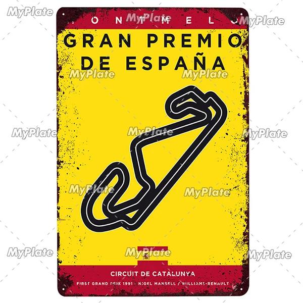 Гоночный трек металлический знак винтажная табличка сервиз жестяная вывеска настенный декор для гаража гоночный автомобиль пластина поделки постер F1 игра на заказ